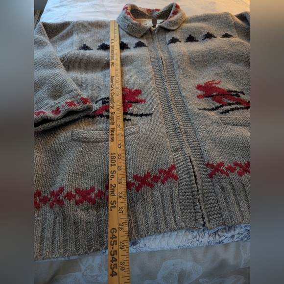 Eddie Bauer Legends lined zip up sweater with skiers xl - Picture 5 of 13